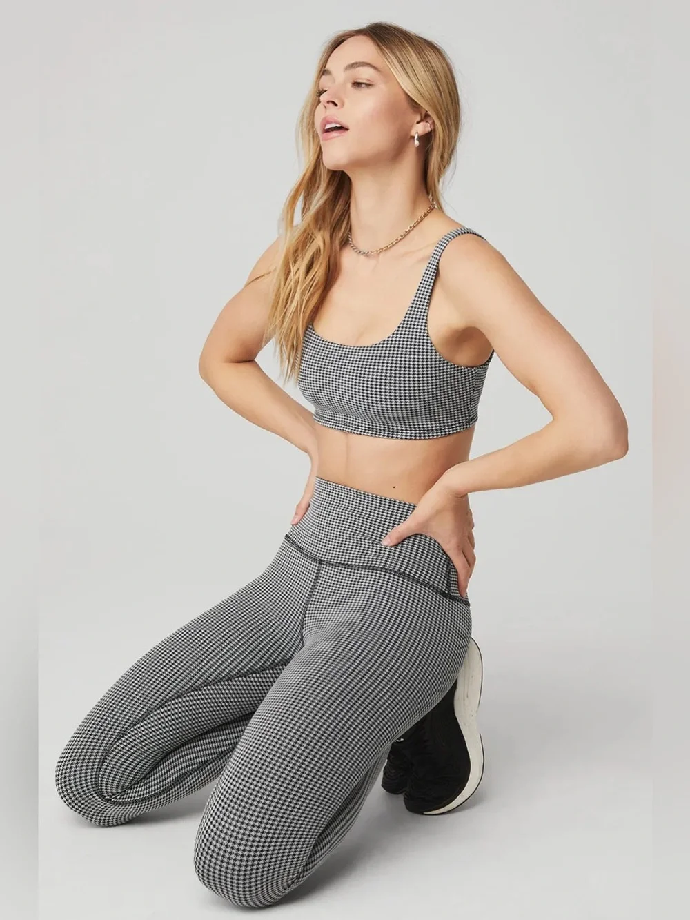 Alo micro-houndstooth activewear set